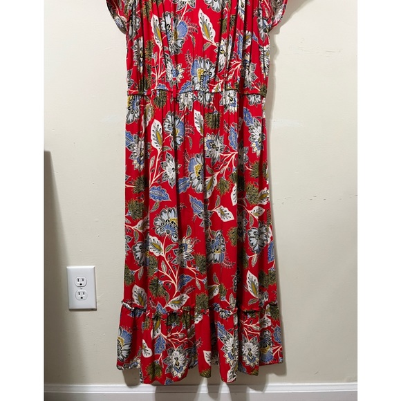 Loft Women’s Plus Size 22 Red Floral Dress - Beautiful! romantic - Picture 4 of 10